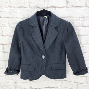 Vintage Y2K Cropped Blazer Office Vixen Pinstripe Baddie Indie Sleaze Brat Small